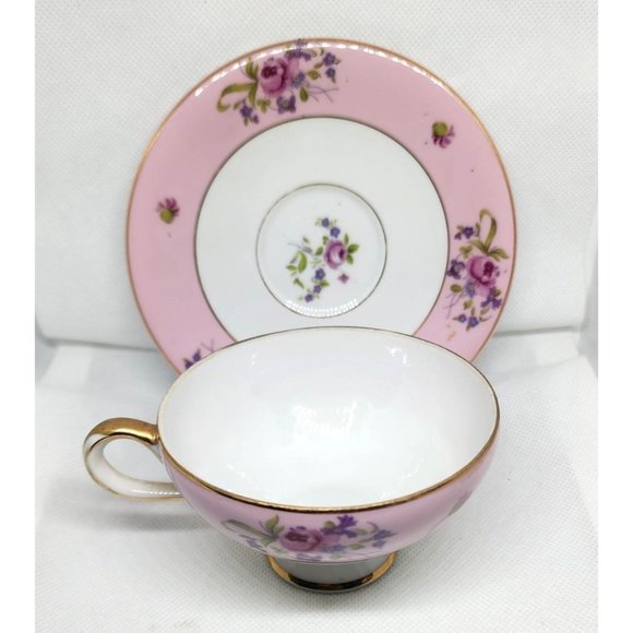 Pink Floral Gold Trim N-C-349 Vintage Teacup & Saucer - Elegant Collectible Set - Picture 6 of 14